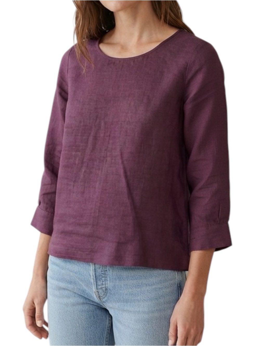 Hannah Canvas Linen Top Size Small Plum Purple